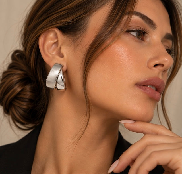 Brincos argolas Bold - Prata 925