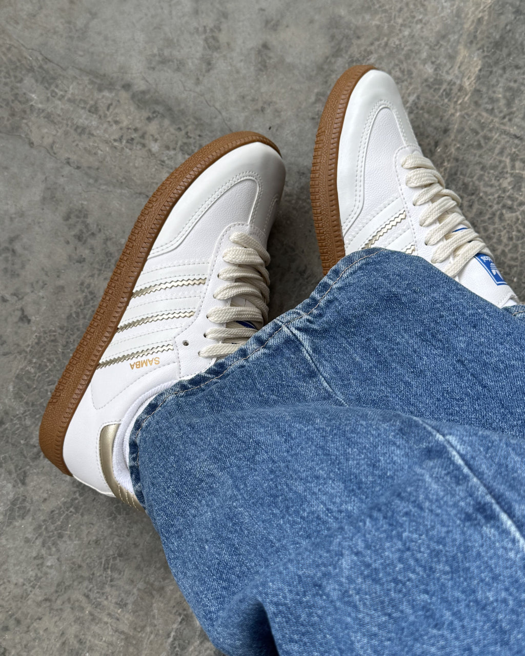 Tênis Samba Off White Dourado Sintetico