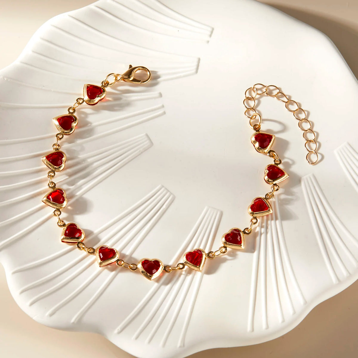 Bracelete Corações de Rubi